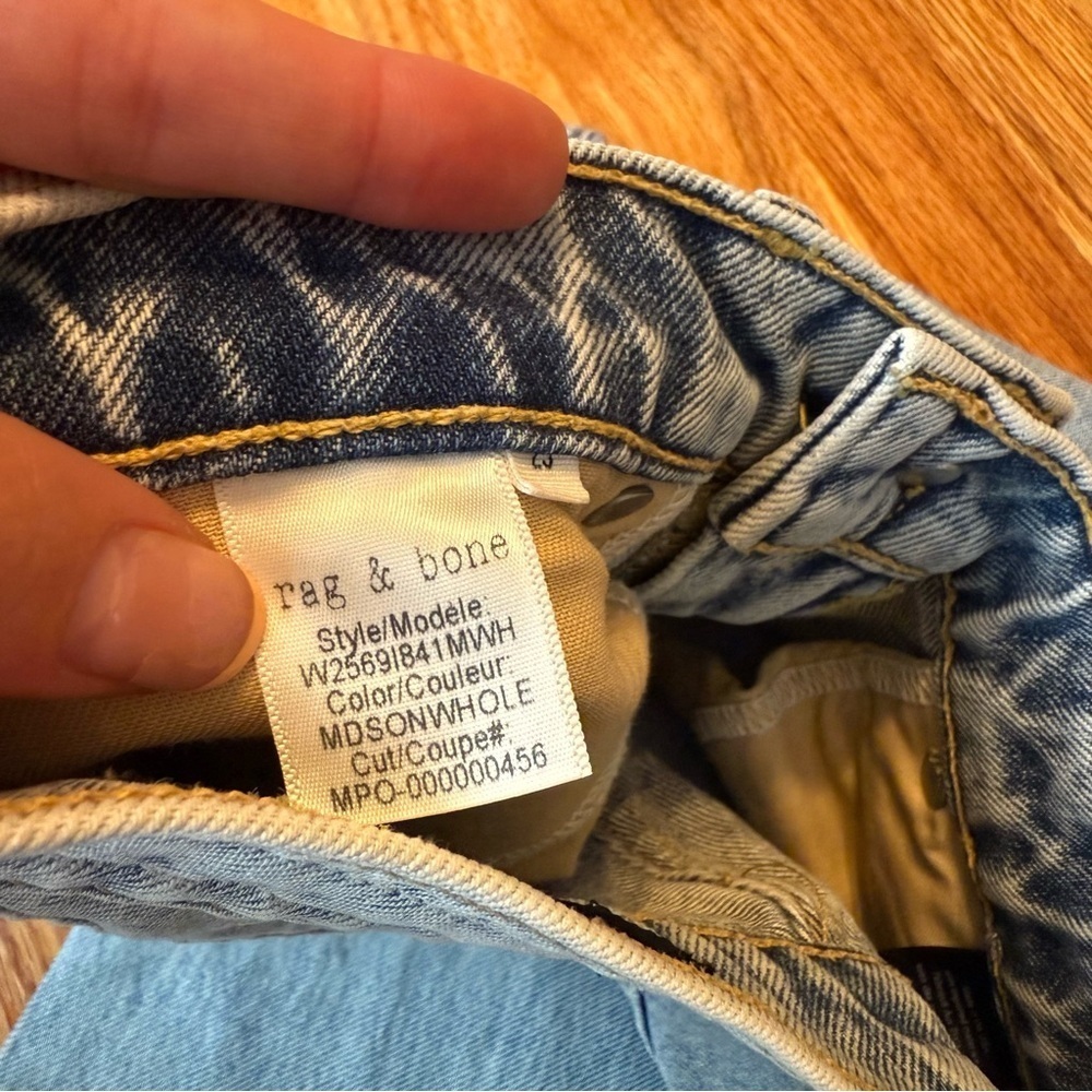 RAG & BONE High Rise Distressed Cigarette Madison Jeans with Holes 25 - Picture 12 of 13